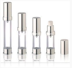 China Silver Acrylic Airless Bottles Plastic Cosmetic Lotion Containers supplier