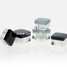 China Square Black transparent plastic cream jars, square plastic cream jar for cosmetic supplier