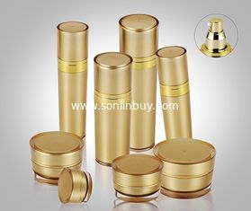 China 5ml-120ml Golden Pyramid Round Acrylic Lotion Bottle Packaging for skin care supplier