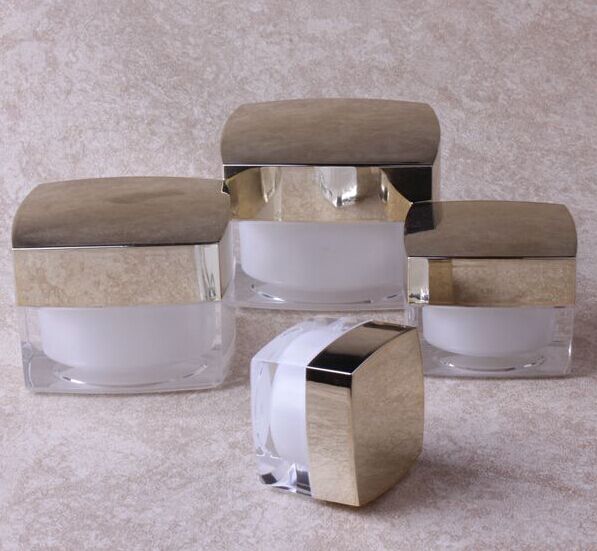 Square Cosmetic Acrylic Lotion Pump Bottle,5g-50g Acrylic Cream Jar For Cosmetic Packaging