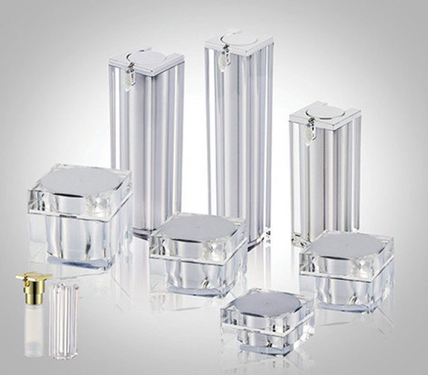 15ml 30ml 50ml Acrylic Square Airless Pump Bottles, Square Acrylic Cream Jars