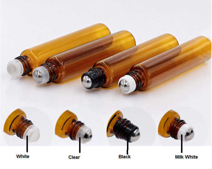Manufacturers Stock 3ml 5ml 10ml Aluminum Cover Brown Amber Roll-On Glass Essential Oil Bottle