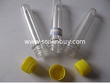 China 28mm 32g PET water bottle preform and yellow cap supplier