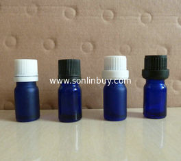 China 5ml Blue frosting essential oil glass bottles, blue glass vials with anti-theft caps supplier