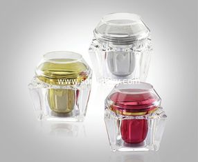 China 200g Trapezium Transparent Acrylic Cream Jars Acrylic Bottles Package With Flat &amp; Dome Cap supplier
