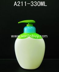 China 330ml Leaves shape PE Shampoo bottle, plastic shampoo bottle for children shower gel supplier