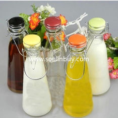 China 500ml  1000m beverage bottle with handle Glass milk bottles juice bottle with ceramics cap supplier