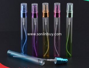 China 10ml color spray vacuum glass perfume bottles small sample glass package bottles supplier