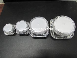 China 5g 10g 15g 30g diamond crystal acrylic cream jars clear transparent white plastic cream jars supplier