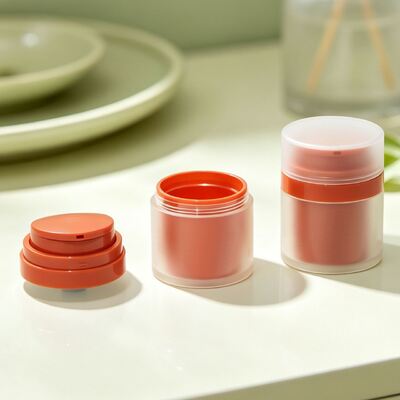 Quality  15g 30g 50g Airless Vacuum Cosmetic Cream Jars Semi-Frosted Plastic Container Jar for Skincare Cream Lotion Packaging  Twist-Lock Airless Cream Jar Frosted Translucent Jar for Face Moisturizer factory