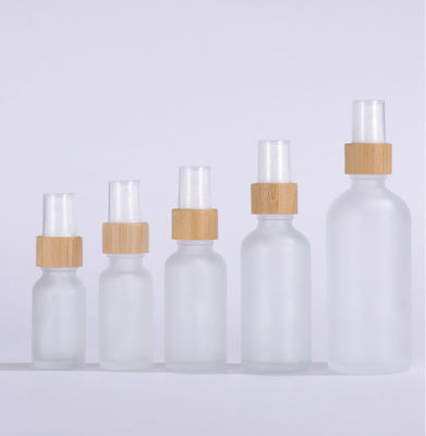 quality  Bamboo Spray Bottle of 5ml 10ml 15ml 20ml 30ml 50ml 100ml Grosted Glass Essential oil bottle bamboo package factory