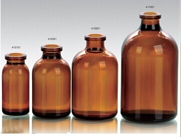 Amber Glass Bottles 50ml Clear moulded injuction vials for antibiotics