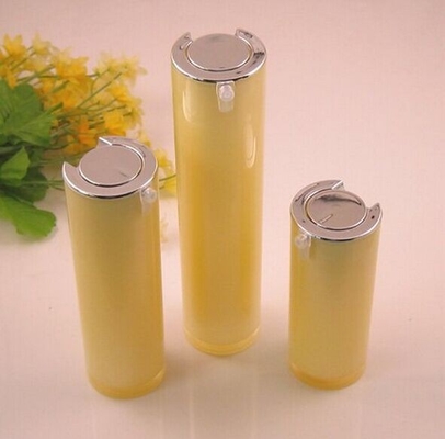 15ml 30ml 50ml Yellow Round Acrylic Cosmetic Airless Bottles For Body Lotion Cream