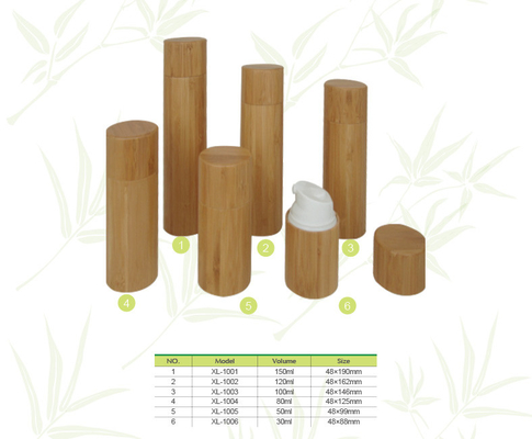 Bamboo bottles for cosmetic lotion, 30ml-150ml bamboo cosmetic packaging
