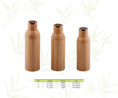 Plastic cosmetic packaging in bamboo, Bamboo plastic cosmetic bottles