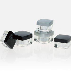 Square Black transparent plastic cream jars, square plastic cream jar for cosmetic