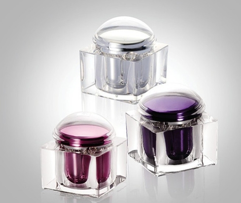 200g Fashionable Square Acrylic Cream Jars With Dome Cap, Square Acrylic Mask Cream Jars