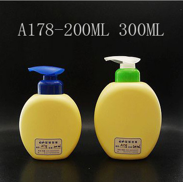Flat Round Plastic  Shampoo Bottles 200ml 300ml, Children Lotion Pump Bottle