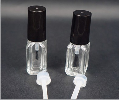 4ml Square Glass Bottle for Nail Polish with black cap and brush