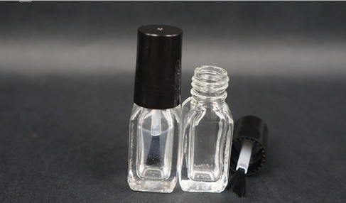4ml Square Glass Bottle for Nail Polish with black cap and brush