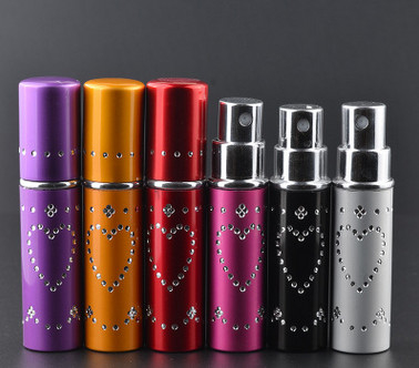 5ml embedded diamond aluminum spray perfume bottles, 5ml perfume glass bottles