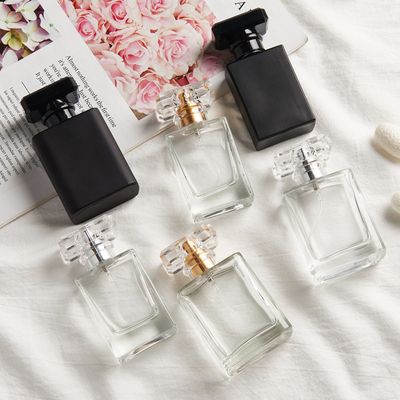 30ml 50ml flat square glass perfume dispenser bottle Liquid spray perfume bottle glass cosmetic empty bottle