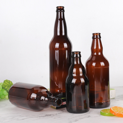 Hotsale 330ml 500ml 650ml 1000ml high quality liquor drink gin whiskey wine beer brown amber glass bottles