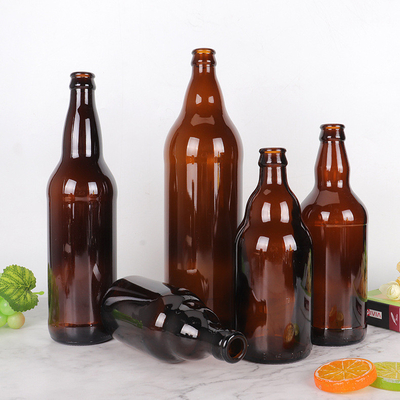 Hotsale 330ml 500ml 650ml 1000ml high quality liquor drink gin whiskey wine beer brown amber glass bottles