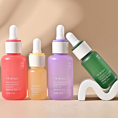 10ml, 15ml, 30ml Essence Concentrate Glass Bottles Colorful double-layered ring cylindrical bottles thick-bottom cosmetic dropper glass bottles essential oil glass bottles