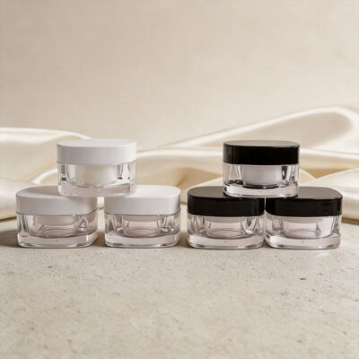 Acrylic Double Wall Cream Jars, Square Cosmetic Container, Skincare Jar for Face Cream, Moisturizer, Eye Cream Jar, Custom Logo & Multiple Capacity Acrylic Cream Jars square skincare cream jars
