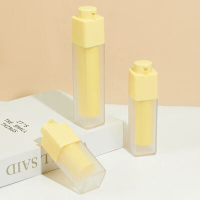 Glossy Empty Airless Pump Bottle Customized Logo Printing Perfect for Beauty Serum Cream Packaging Portable Reusable Design Square Vacuum Pump Bottle Refillable Skincare Cosmetic Airless Bottle