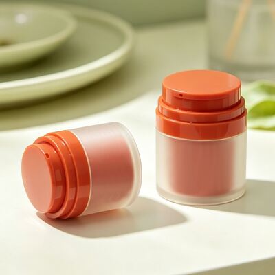 15g 30g 50g Airless Vacuum Cosmetic Cream Jars Semi-Frosted Plastic Container Jar for Skincare Cream Lotion Packaging  Twist-Lock Airless Cream Jar Frosted Translucent Jar for Face Moisturizer