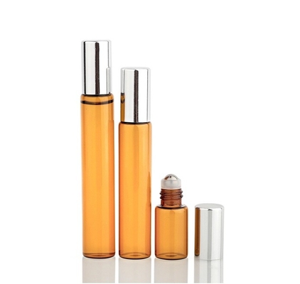 Manufacturers Stock 3ml 5ml 10ml Aluminum Cover Brown Amber Roll-On Glass Essential Oil Bottle