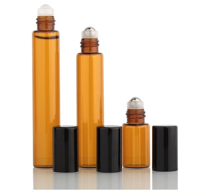 Manufacturers Stock 3ml 5ml 10ml Aluminum Cover Brown Amber Roll-On Glass Essential Oil Bottle