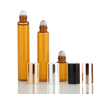 Manufacturers Stock 3ml 5ml 10ml Aluminum Cover Brown Amber Roll-On Glass Essential Oil Bottle