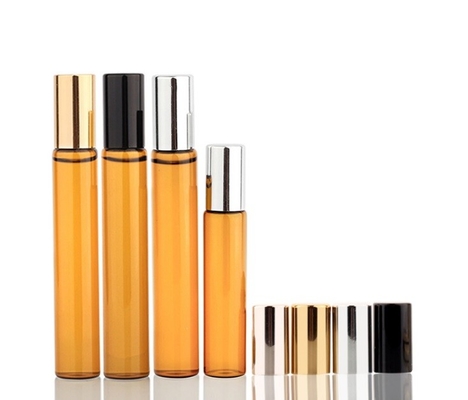 Manufacturers Stock 3ml 5ml 10ml Aluminum Cover Brown Amber Roll-On Glass Essential Oil Bottle